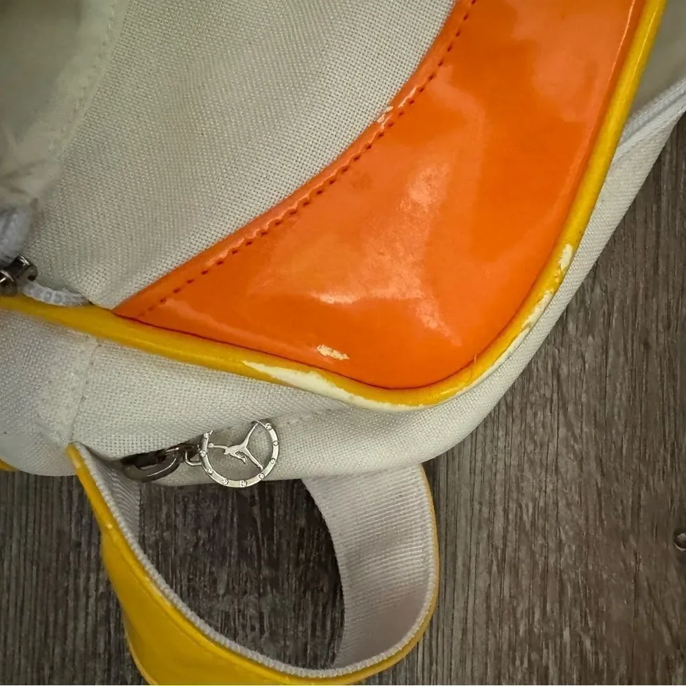 Air Jordan Nike Backpack White Orange & Yellow Size 13 x 11 x 4